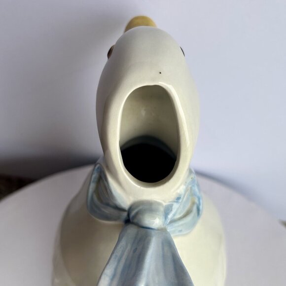 Fitz and Floyd White Goose Pitcher Blue Ribbon Handle Vintage Kitchenware - Picture 6 of 12